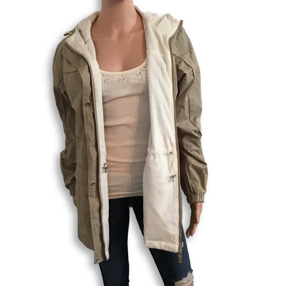 Khaki and White Reversible Jacket